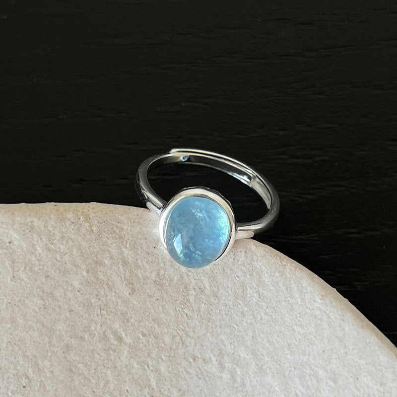 Aqua sterling silver ring