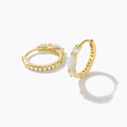 Dainty opal hoops