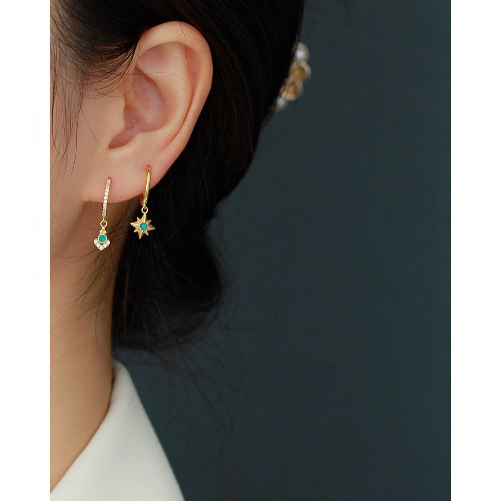 Blue opal hoops