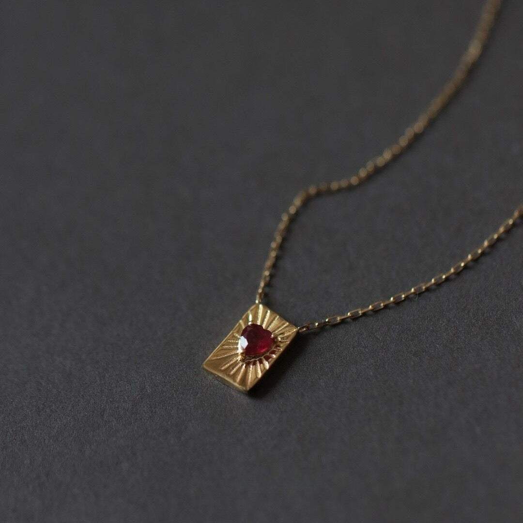 Red heart sterling silver necklace