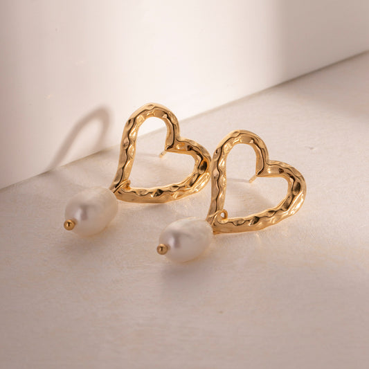 My heart Pearl earrings