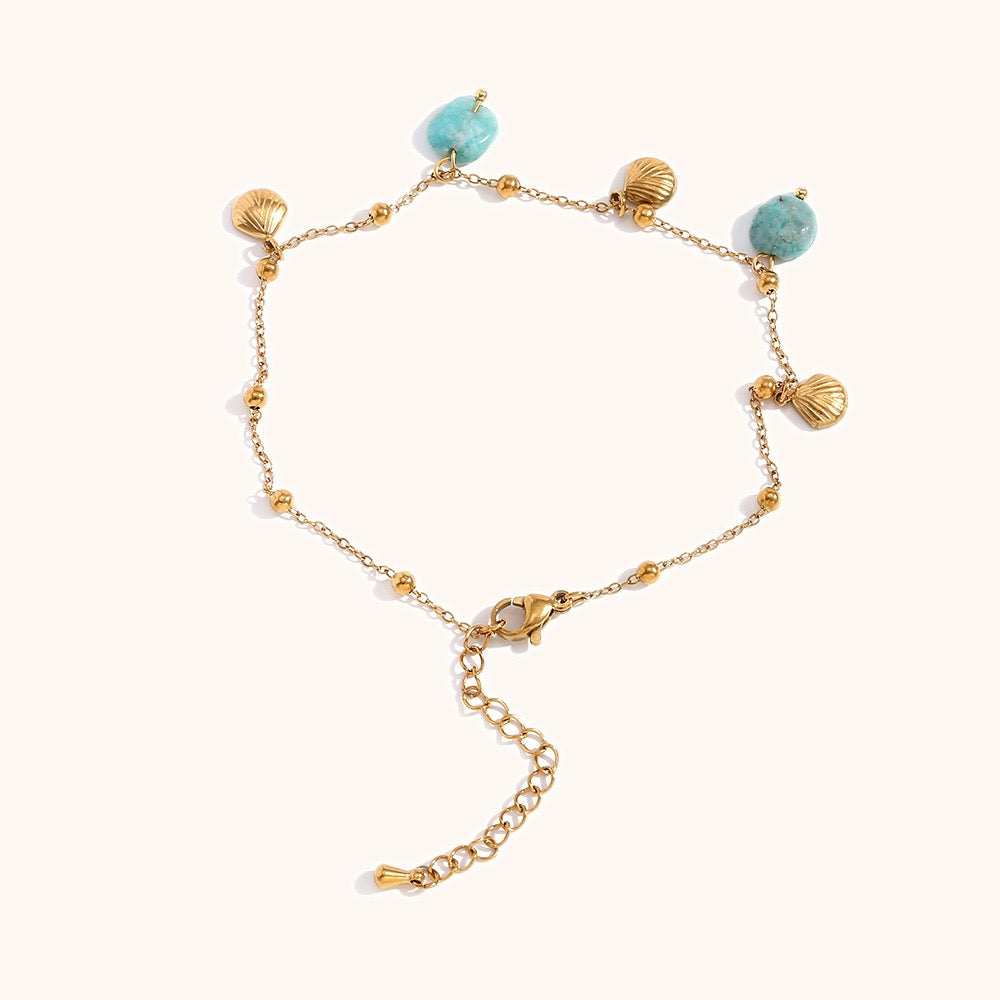 Blue shell charm anklets