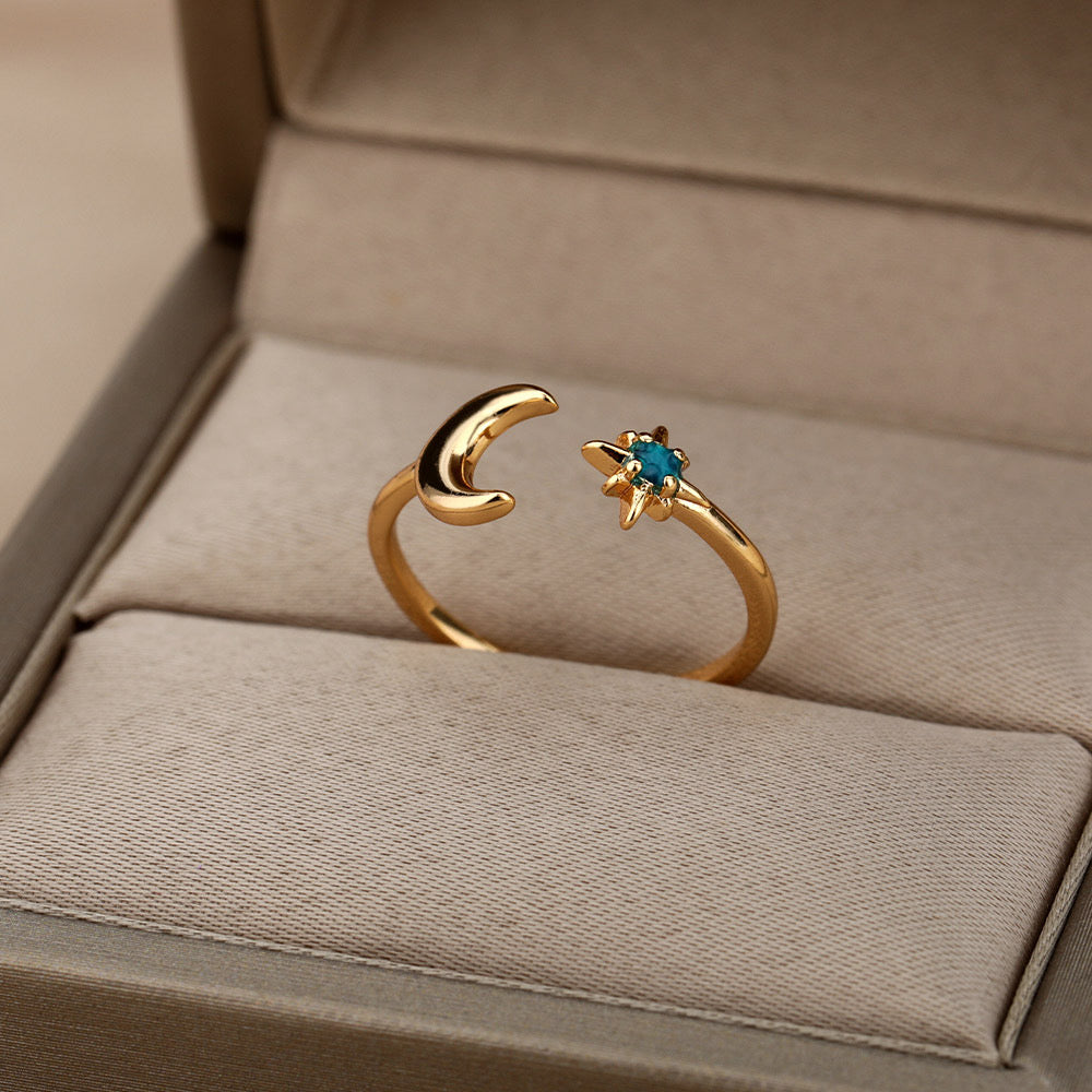 Moon star dainty rings