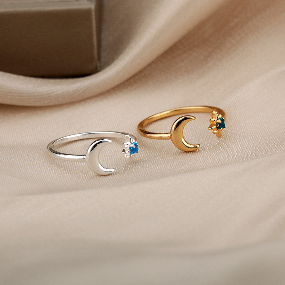 Moon star dainty rings