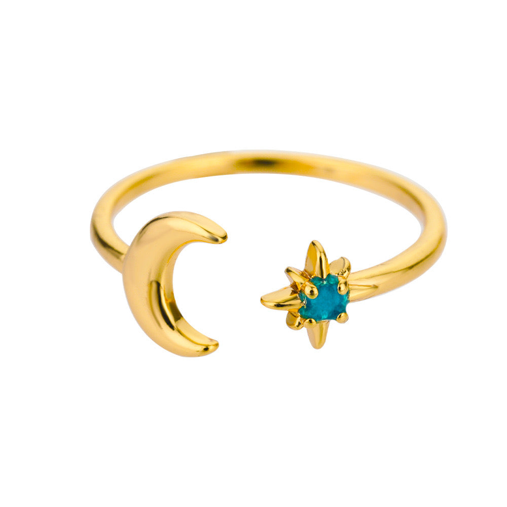 Moon star dainty rings