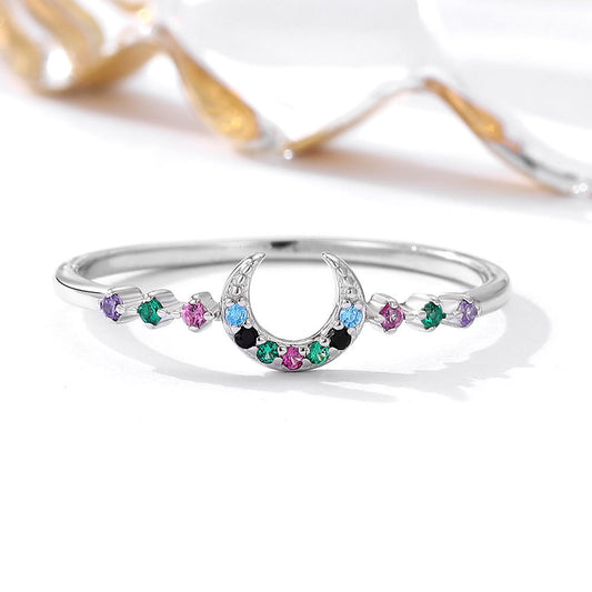 Rainbow moon dainty ring