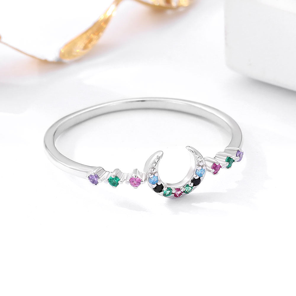 Rainbow moon dainty ring