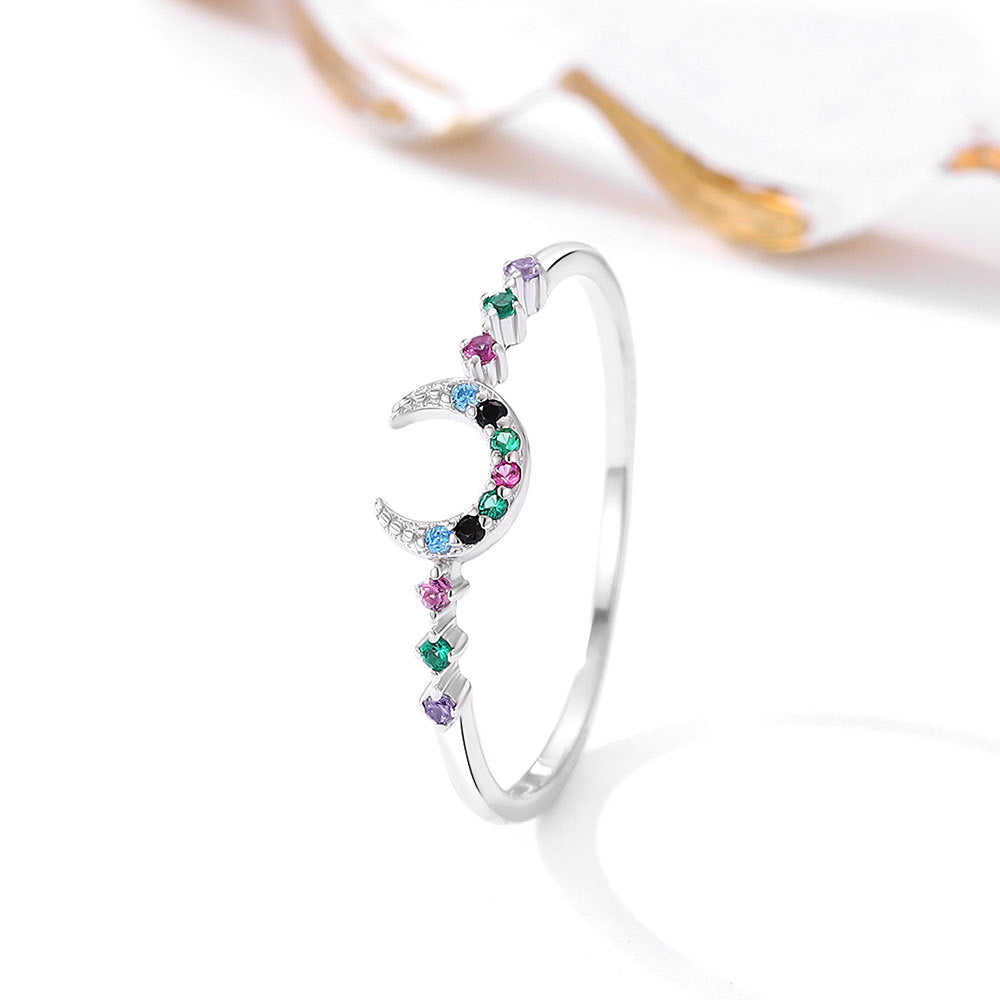 Rainbow moon dainty ring