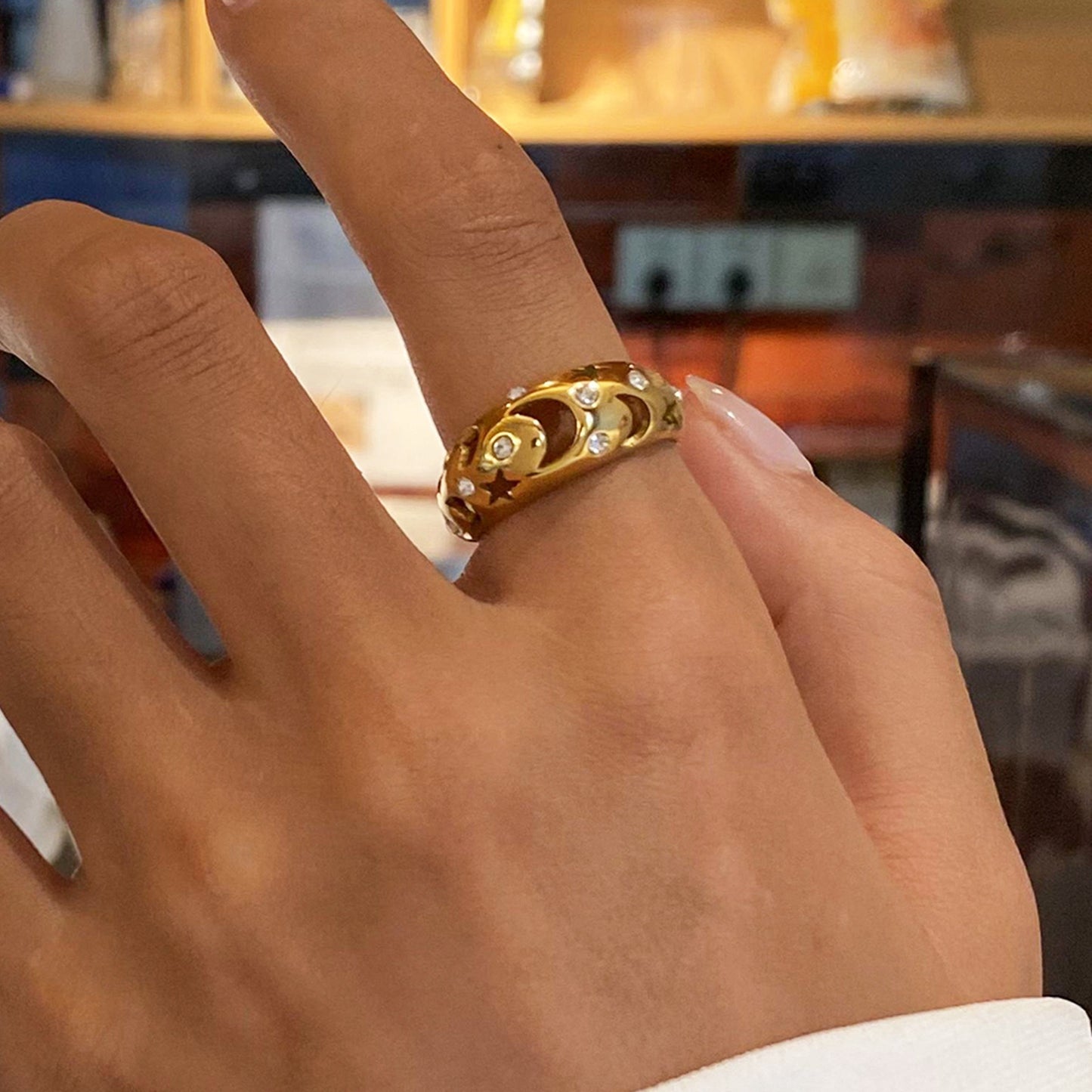 Summer night moon ring