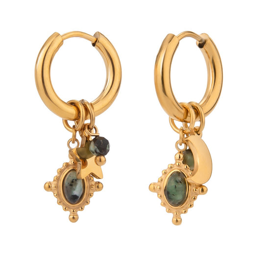 Green stone hoops
