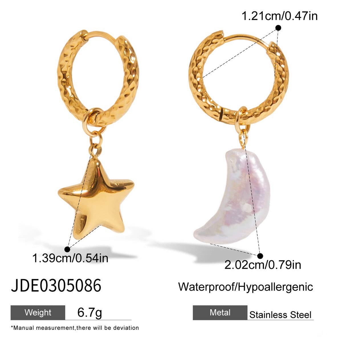 Star and moon Pearl earrings
