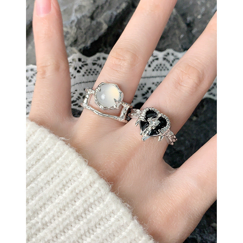 Silver moonstone rings