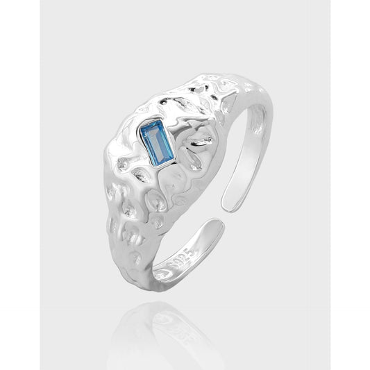 Wrinkly blue silver ring