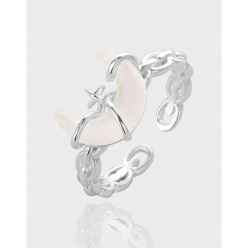 Moon silver ring