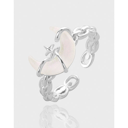 Moon silver ring