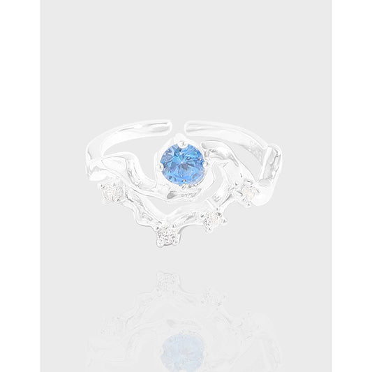 Shape blue silver ring