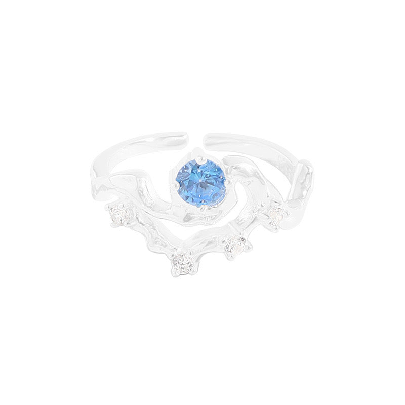 Shape blue silver ring