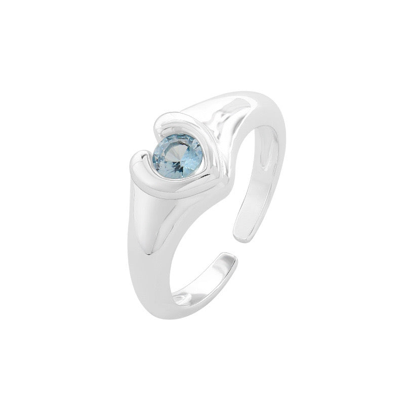 Blue hearty silver ring