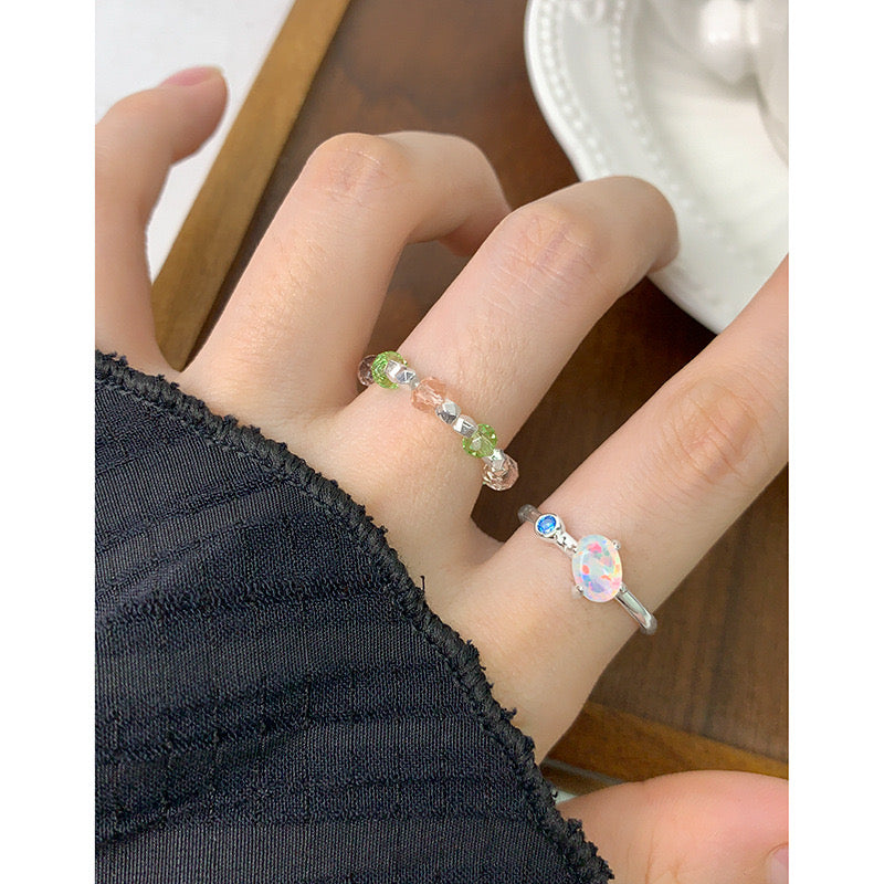 Opal silver ring