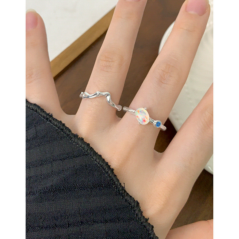 Opal silver ring