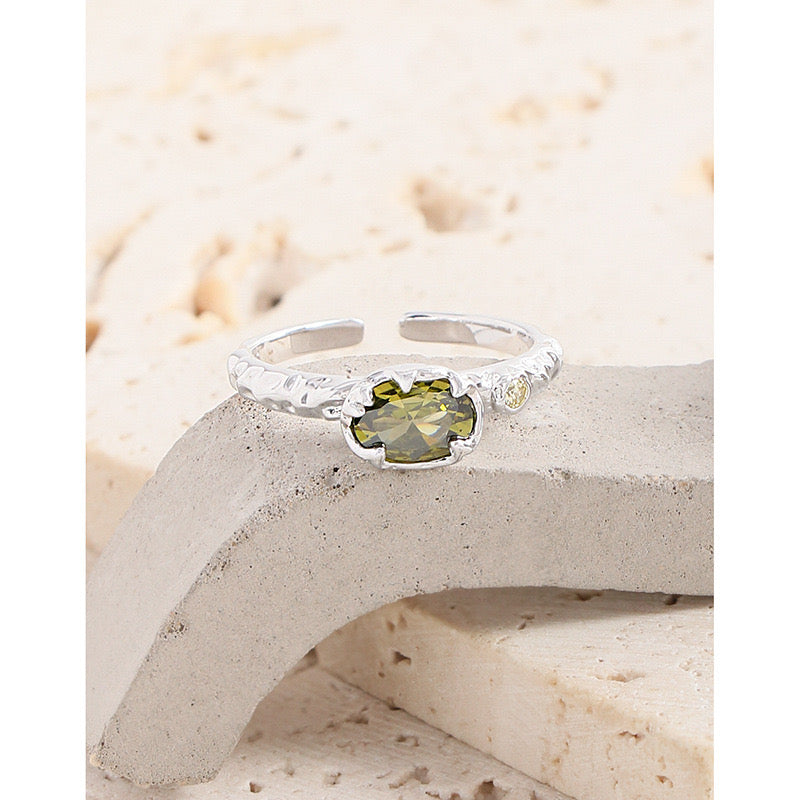 Light Olive silver ring