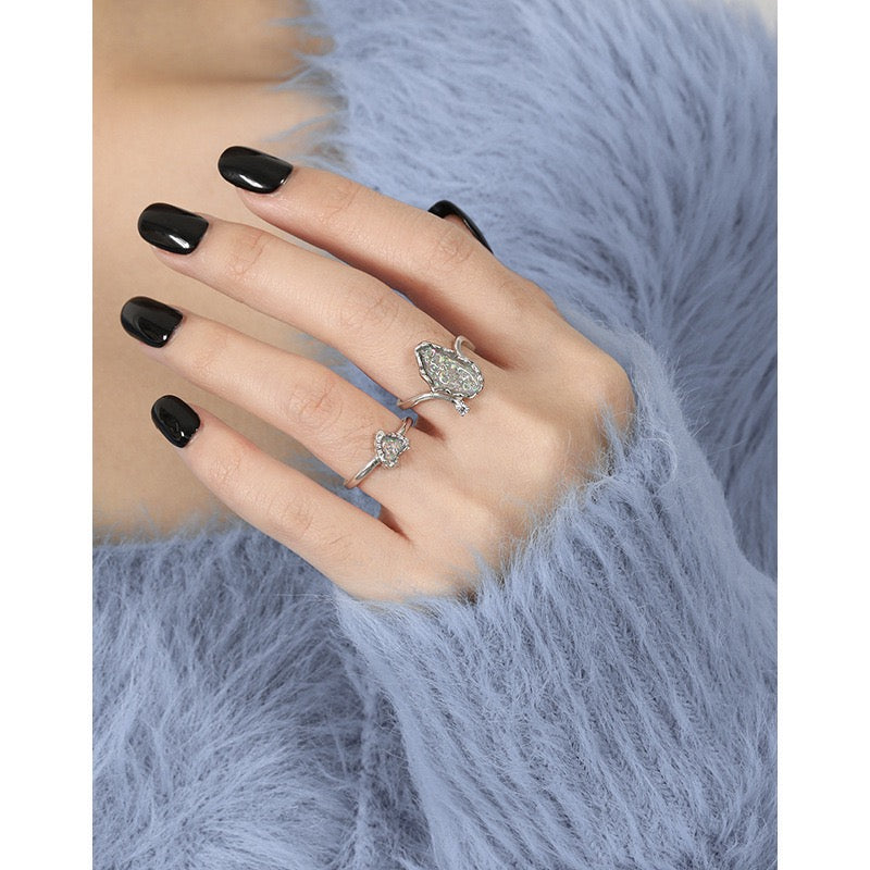 Silver night ring