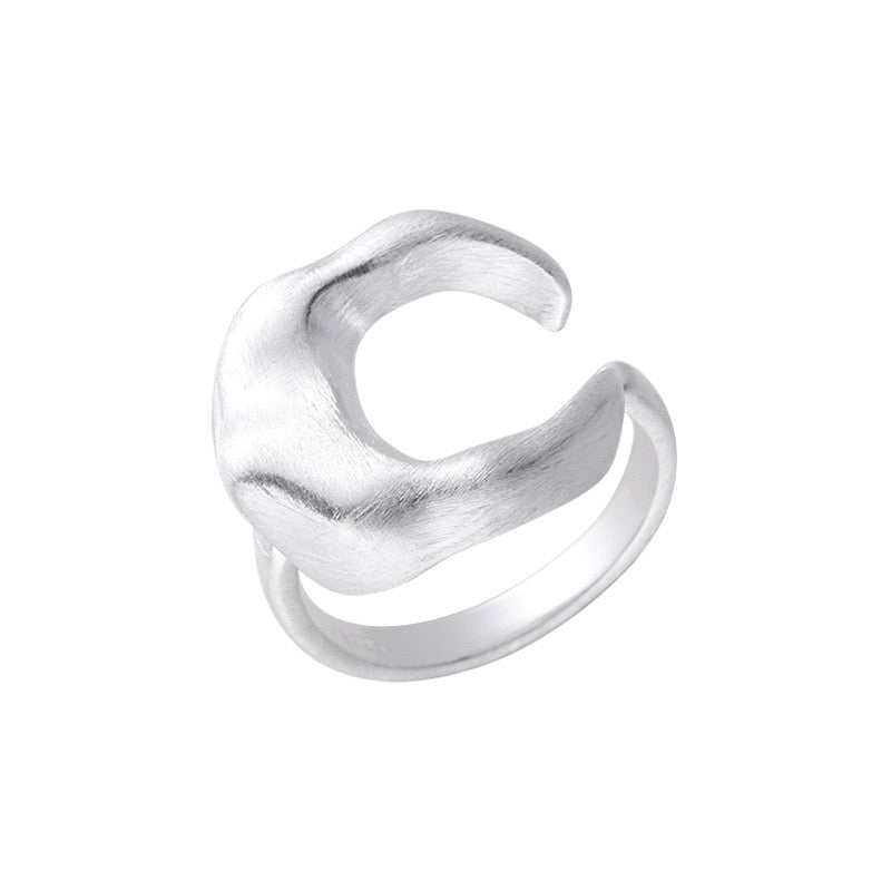 New moon silver ring