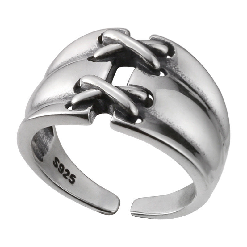 Cross bow Silver ring