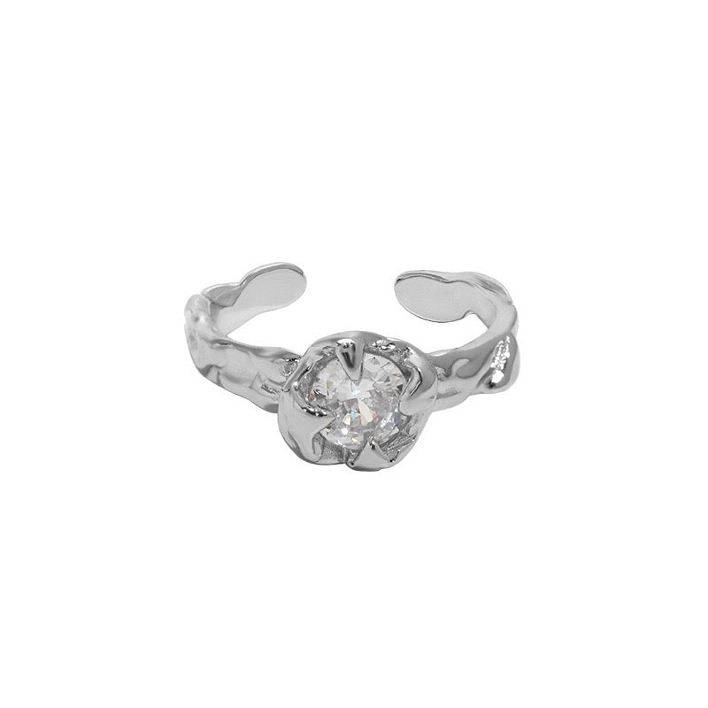 Round rock sterling silver ring