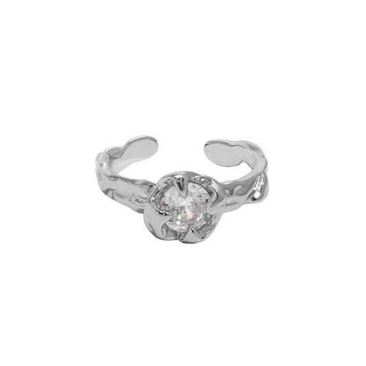 Round rock sterling silver ring