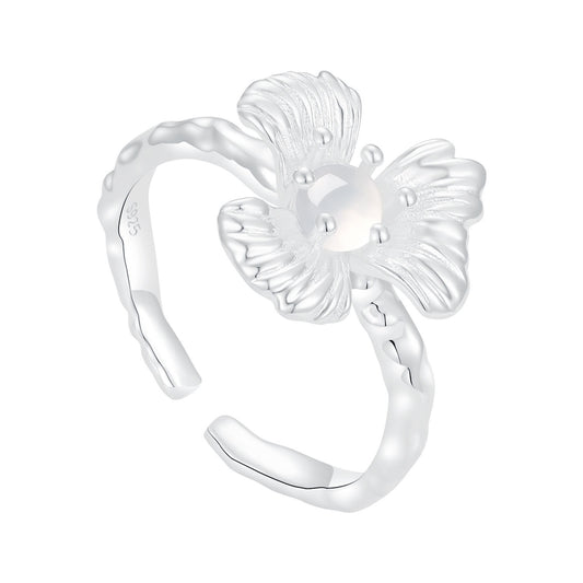 Clover flower sterling silver ring