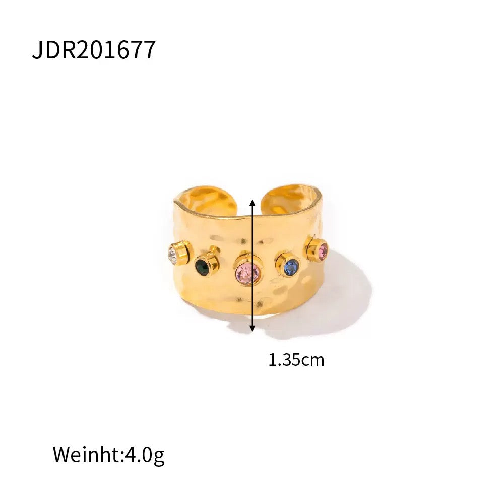Rainbow stone band rings