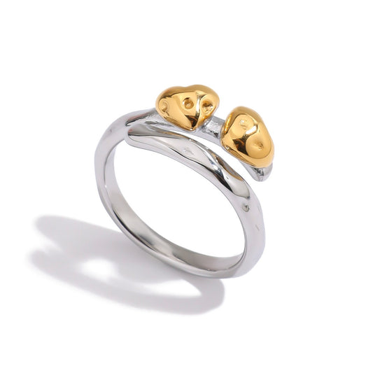 Two tone hearts mushroom ring