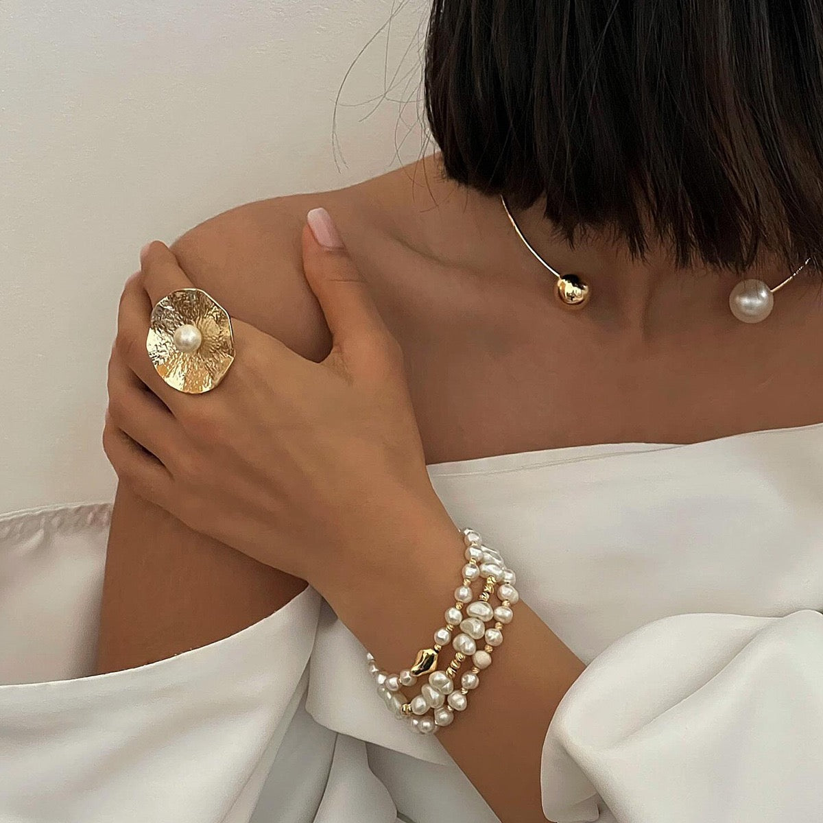 Louis Summer flower pearl ring