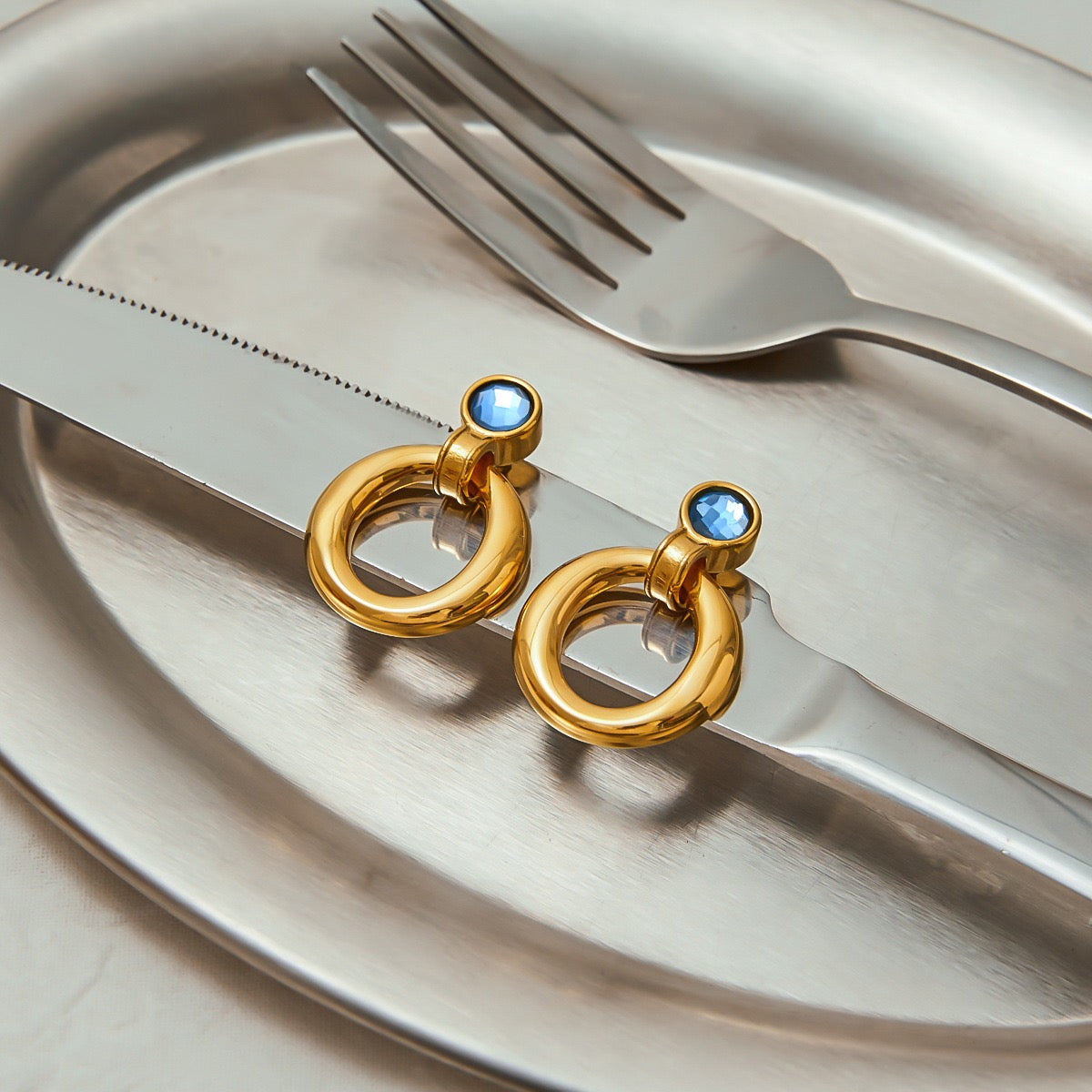 Blue gate earrings