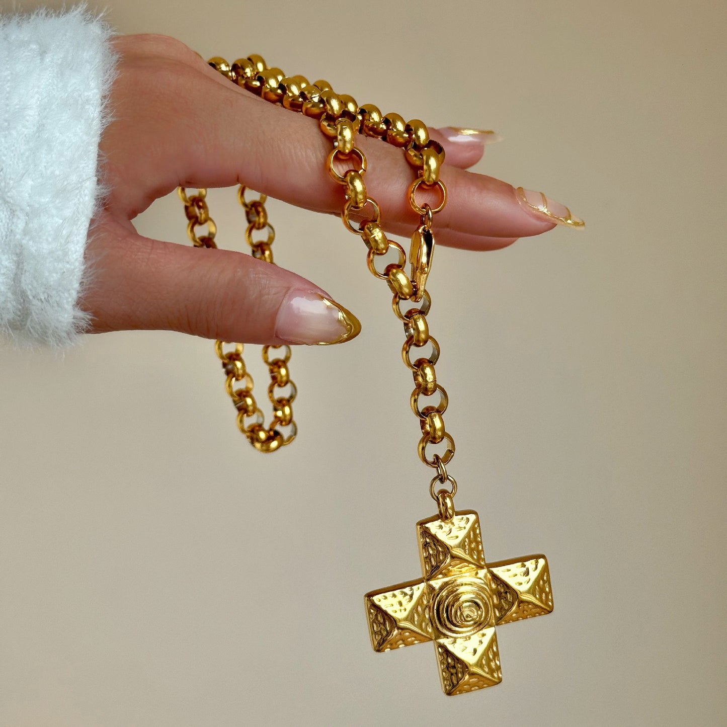 Swirl cross necklace