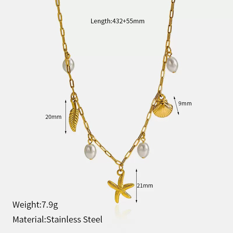 Pearly shell charm necklaces