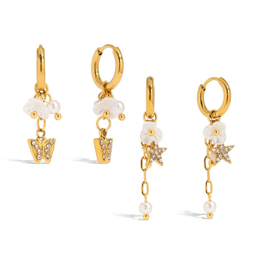White dainty butterfly flower hoops