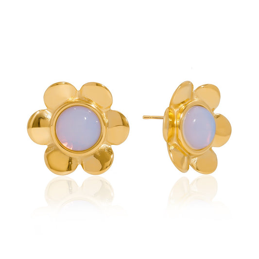 Moonstone flower earrings