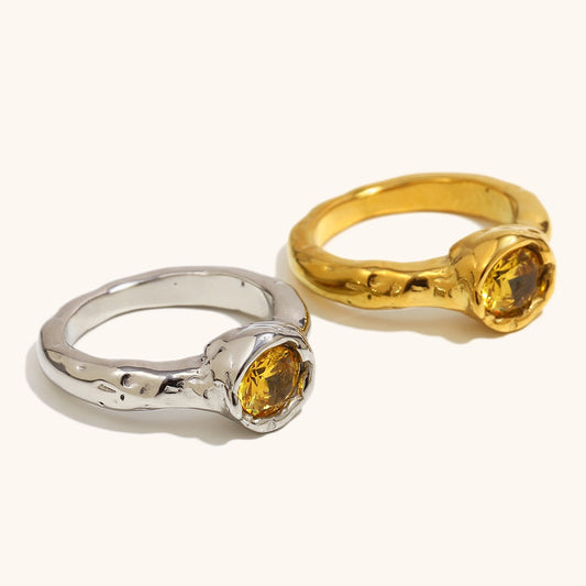 Golden stone rings