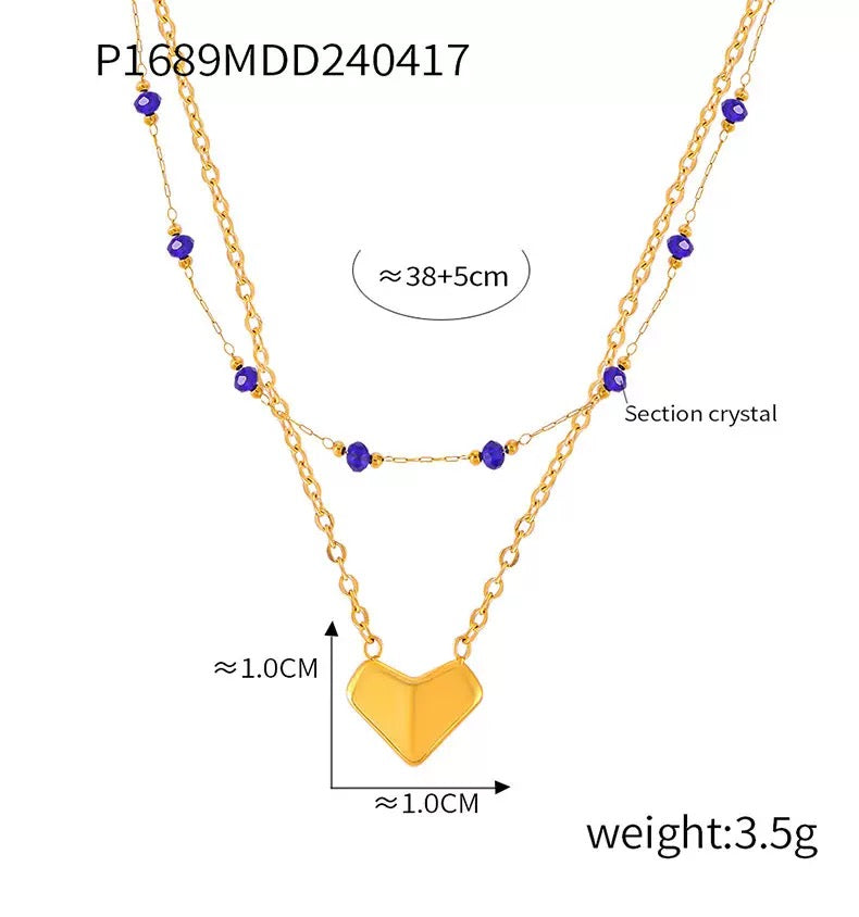Alina Blue stone double layer necklace