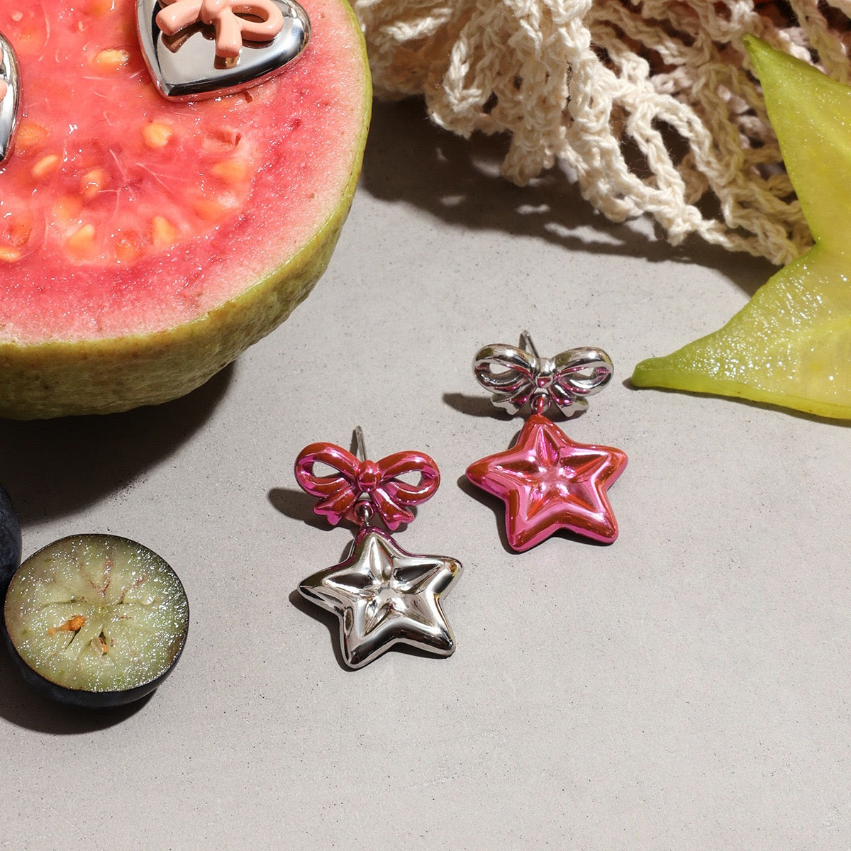 M2M pink star earrings
