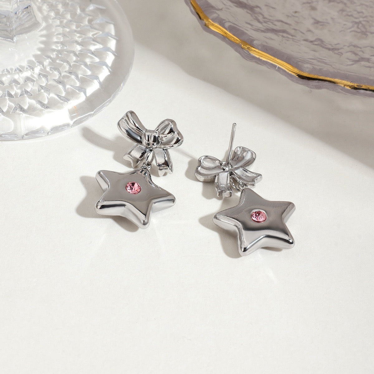 Star bow earrings
