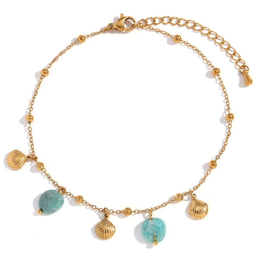 Blue shell charm anklets