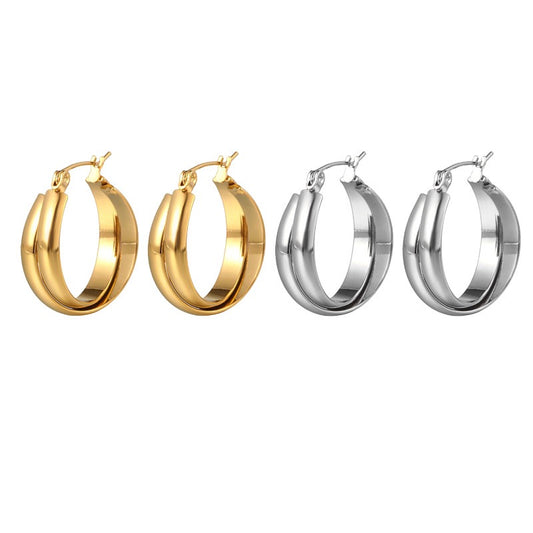 Double hoops twisty earrings