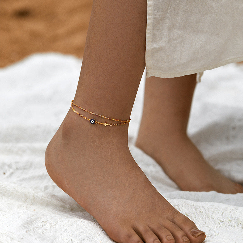 Cross eyes anklets