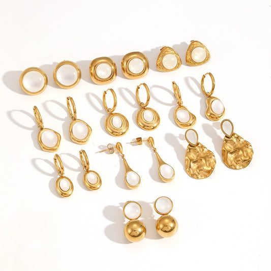 White gem hoop earrings