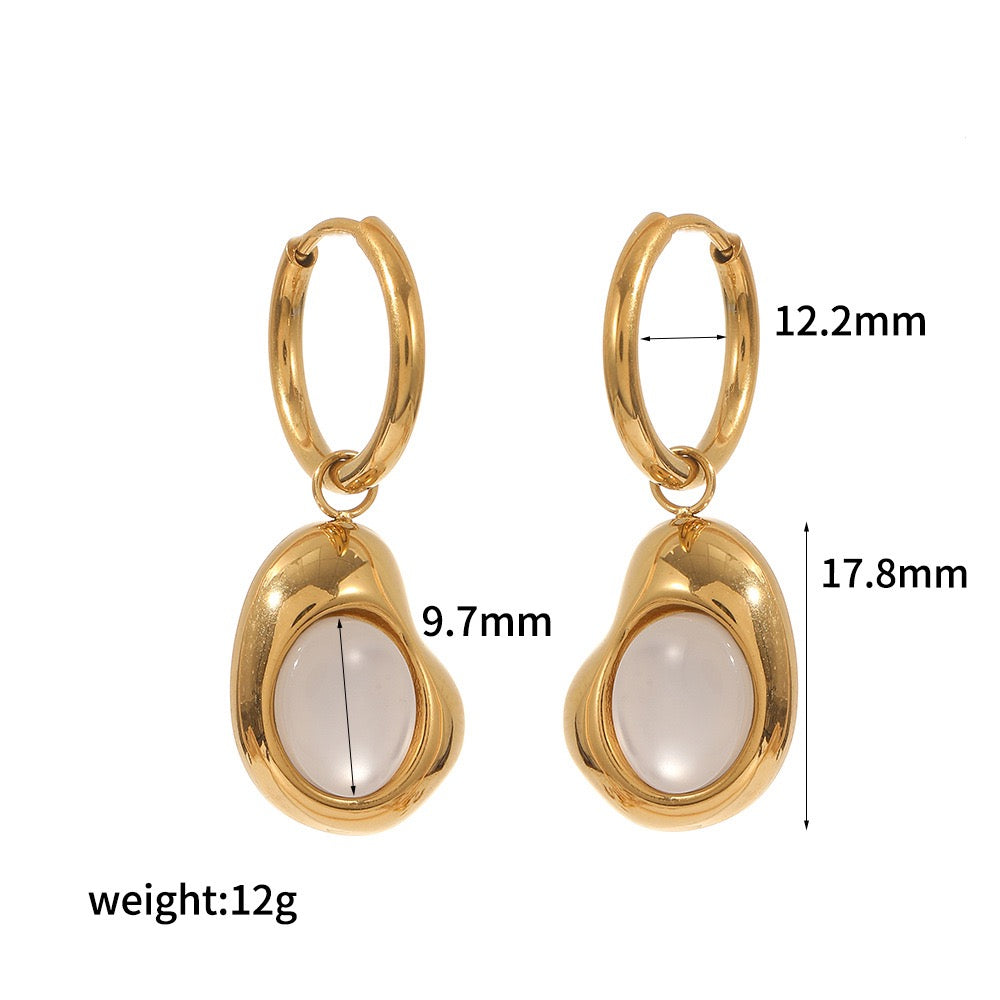 White gem hoop earrings