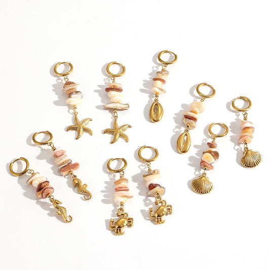 Natural stone pendant earrings