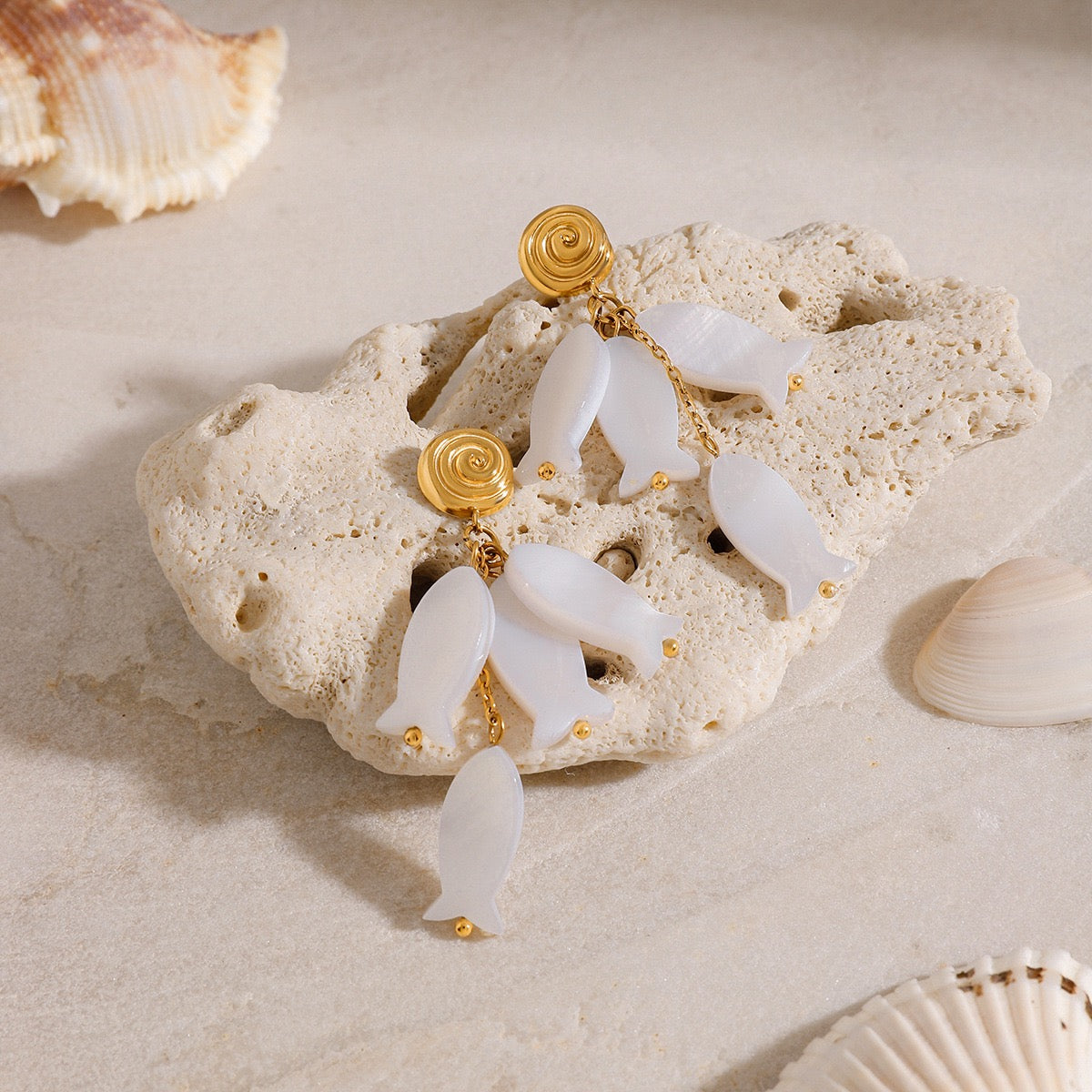 White fish earrings
